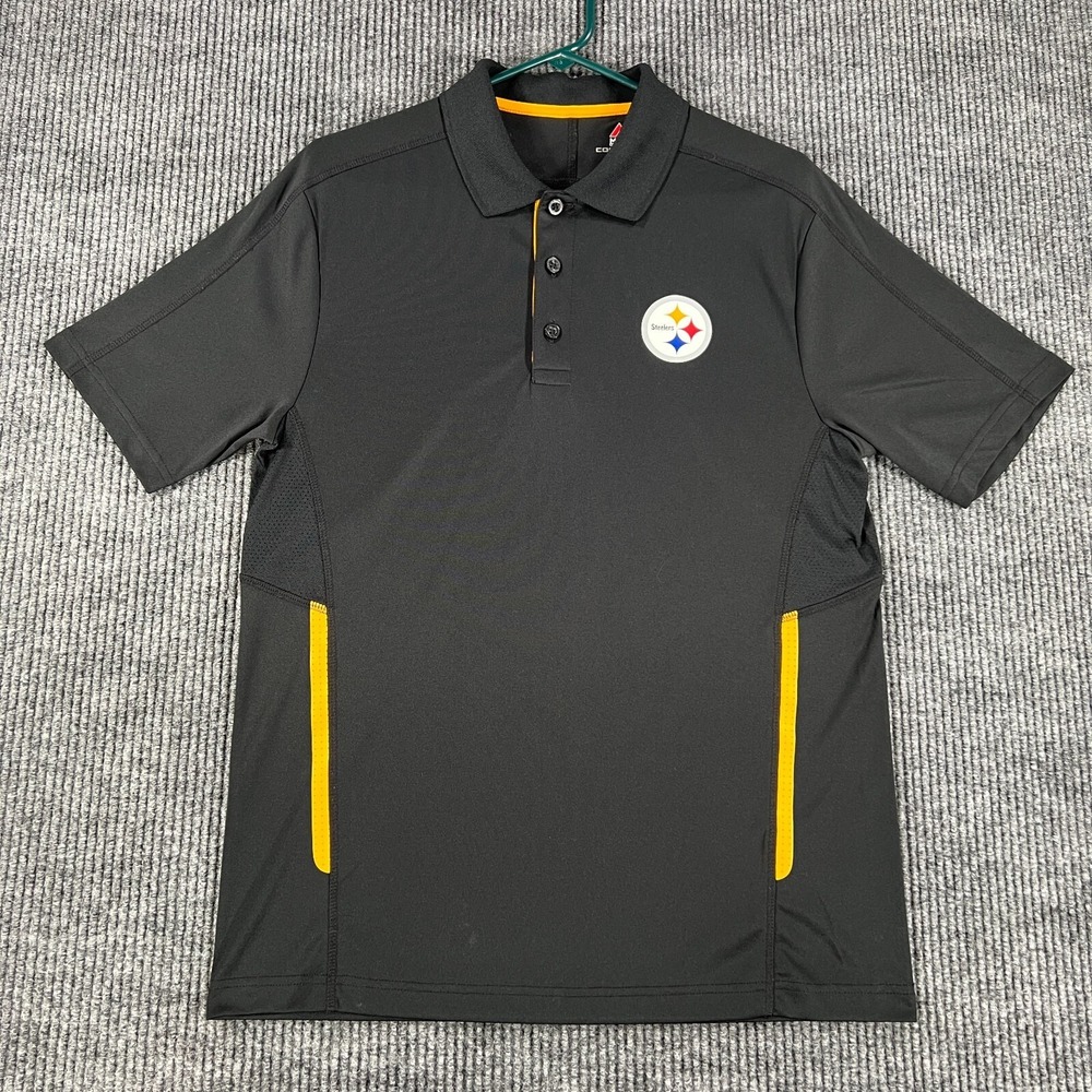 Pittsburg Steelers Polo Shirt Mens Medium Black Short Sleeve NFL Football - Picture 2 of 11